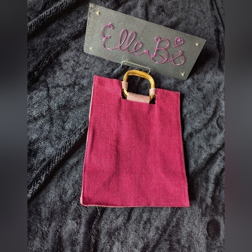 NWOT 2 Tone Pink Canvas Bag Wood Handles